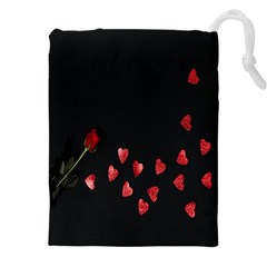 Valentine Day Heart Flower Drawstring Pouch (5xl) by artworkshop