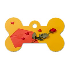 Valentine Day Heart Flower Gift Dog Tag Bone (one Side) by artworkshop