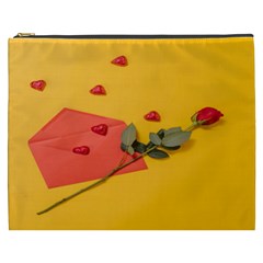 Valentine Day Heart Flower Gift Cosmetic Bag (xxxl) by artworkshop