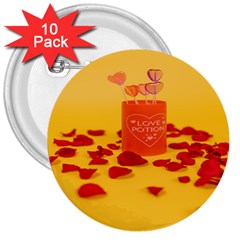 Valentine Day Heart Love Potion 3  Buttons (10 Pack)  by artworkshop