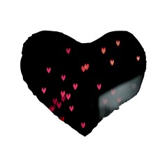 Love Valentine s Day Standard 16  Premium Flano Heart Shape Cushions