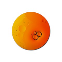 Wallpaper Liquid Bubbles Macro Orange Bright Rubber Coaster (round) by artworkshop