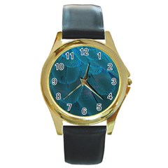 Beautiful Plumage Round Gold Metal Watch