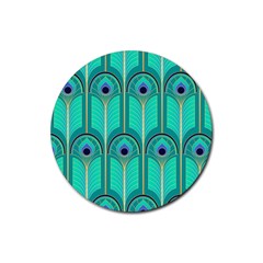 Gradient Art Deco Pattern Design Rubber Coaster (round) by artworkshop