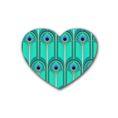 Gradient Art Deco Pattern Design Rubber Heart Coaster (4 Pack) by artworkshop