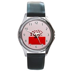 Love Envelope Logo Valentine Round Metal Watch by artworkshop