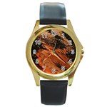 Painting Wallpaper Round Gold Metal Watch Front