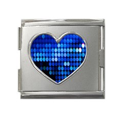 Pattern Blue Logo Mega Link Heart Italian Charm (18mm) by artworkshop