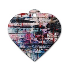 Splattered Paint On Wall Dog Tag Heart (one Side) by artworkshop