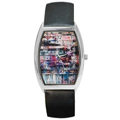 Splattered Paint On Wall Barrel Style Metal Watch