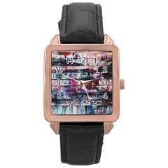 Splattered Paint On Wall Rose Gold Leather Watch  by artworkshop