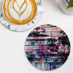 Splattered Paint On Wall Uv Print Round Tile Coaster by artworkshop