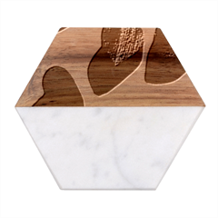 Valentine Day Heart 3d Marble Wood Coaster (hexagon) 