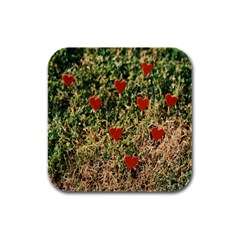 Valentine Day Heart Forest Rubber Square Coaster (4 Pack)