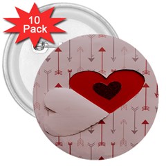 Valentine Day Heart Love Logo 3  Buttons (10 Pack)  by artworkshop