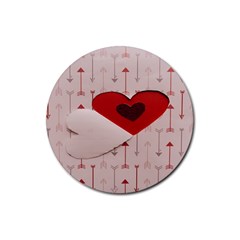 Valentine Day Heart Love Logo Rubber Coaster (round)