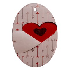 Valentine Day Heart Love Logo Oval Ornament (two Sides)