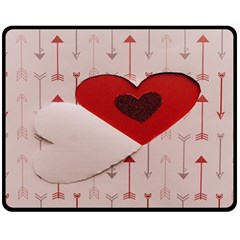 Valentine Day Heart Love Logo One Side Fleece Blanket (medium) by artworkshop