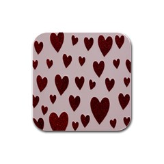 Valentine Day Heart Love Pattern Rubber Square Coaster (4 Pack) by artworkshop