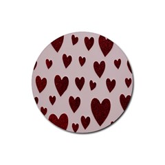 Valentine Day Heart Love Pattern Rubber Coaster (round) by artworkshop