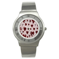 Valentine Day Heart Love Pattern Stainless Steel Watch by artworkshop