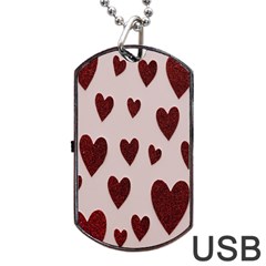 Valentine Day Heart Love Pattern Dog Tag Usb Flash (two Sides) by artworkshop