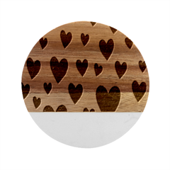 Valentine Day Heart Love Pattern Marble Wood Coaster (round) by artworkshop