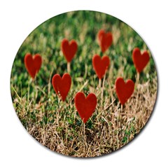 Valentine Day Heart Pattern Love Round Mousepad by artworkshop