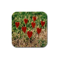 Valentine Day Heart Pattern Love Rubber Square Coaster (4 Pack)