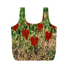 Valentine Day Heart Pattern Love Full Print Recycle Bag (m) by artworkshop