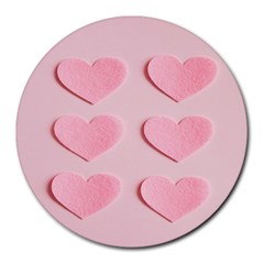 Valentine Day Heart Pattern Pink Round Mousepad by artworkshop