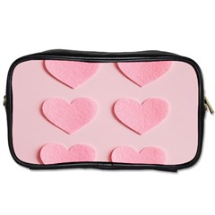 Valentine Day Heart Pattern Pink Toiletries Bag (two Sides)