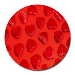 Valentine Day Heart Pattern  Round Mousepad by artworkshop