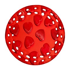 Valentine Day Heart Pattern  Ornament (round Filigree) by artworkshop