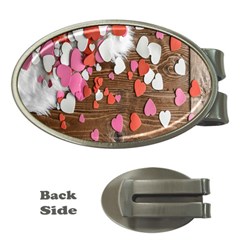 Valentine Day Heart Wallpaper Money Clips (oval) 