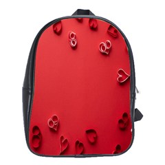 Valentine Day Logo Heart Ribbon School Bag (xl) by artworkshop