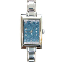White And Blue Brick Wall Rectangle Italian Charm Watch