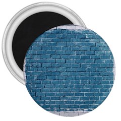 White And Blue Brick Wall 3  Magnets by artworkshop