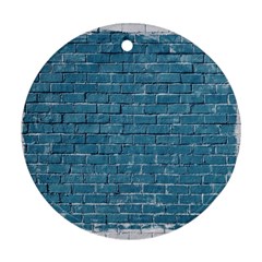 White And Blue Brick Wall Ornament (Round)