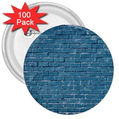 White And Blue Brick Wall 3  Buttons (100 pack) 