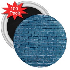 White And Blue Brick Wall 3  Magnets (100 pack)