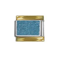 White And Blue Brick Wall Gold Trim Italian Charm (9mm)