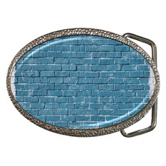 White And Blue Brick Wall Belt Buckles