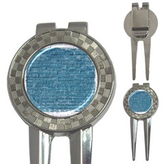 White And Blue Brick Wall 3-in-1 Golf Divots