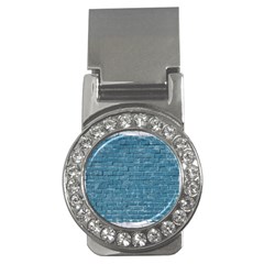 White And Blue Brick Wall Money Clips (CZ) 