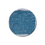 White And Blue Brick Wall Rubber Round Coaster (4 pack) Front