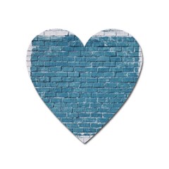 White And Blue Brick Wall Heart Magnet