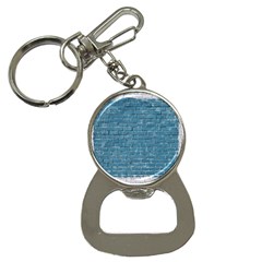 White And Blue Brick Wall Bottle Opener Key Chain by artworkshop