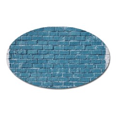 White And Blue Brick Wall Oval Magnet by artworkshop