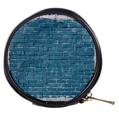 White And Blue Brick Wall Mini Makeup Bag